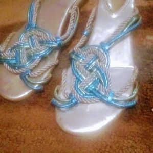 Blue and silver sandal